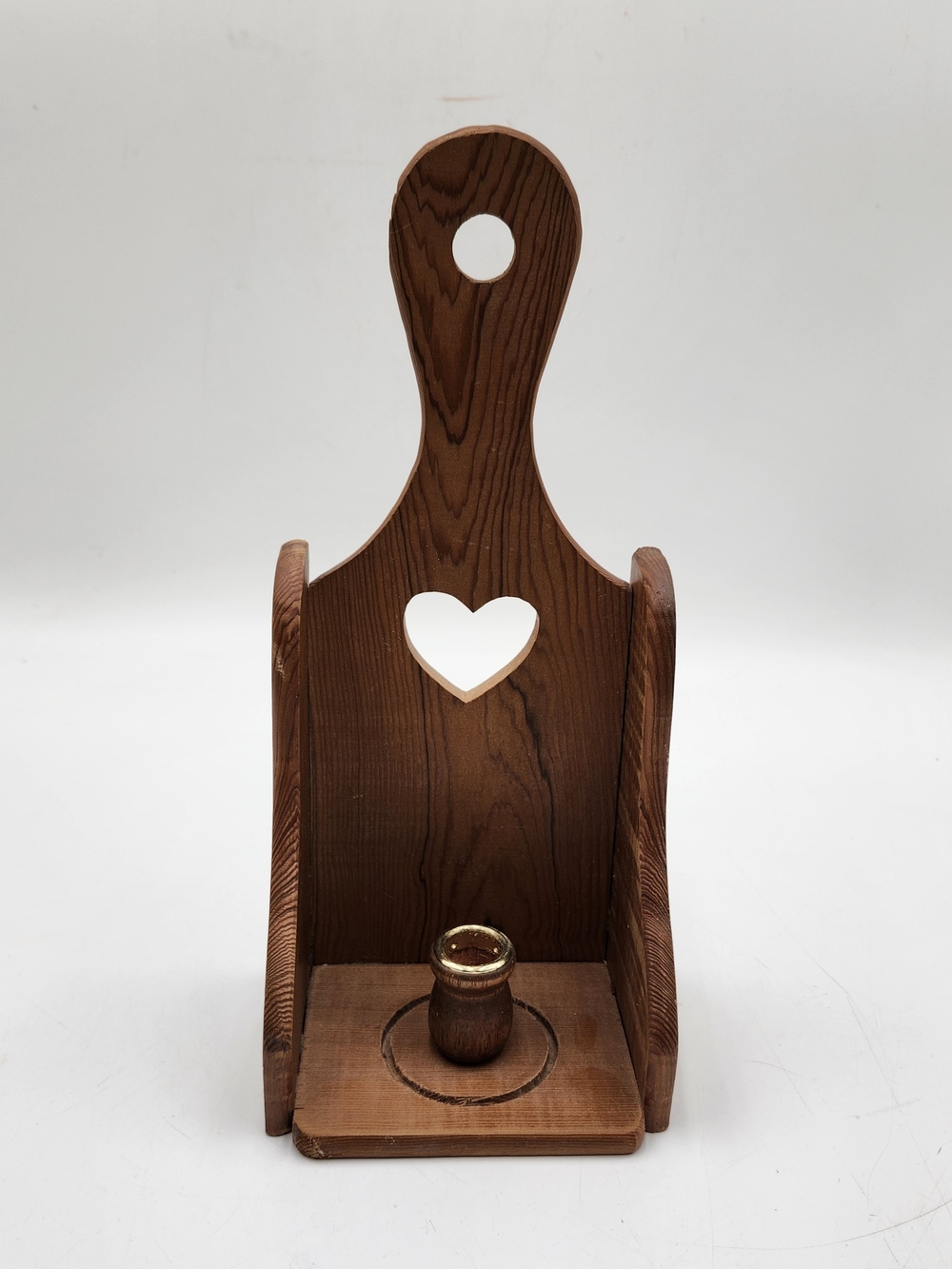 Vintage Wood Heart Cut Out Taper Wall  Candle Holder Shelf Hanging Sconce